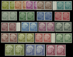 Heuss 1954, kpl. postfrischer Prachtsatz in waagerechten Paaren. Mi. ...